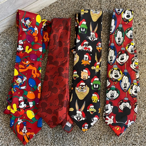 Mickey Mouse Looney Toon Holiday Tie Set One of. Kind Collection Unisex - Picture 2 of 10